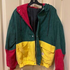 Duality Mens Vintage Jacket Corduroy Colorblock 90s Streetwear Size Large